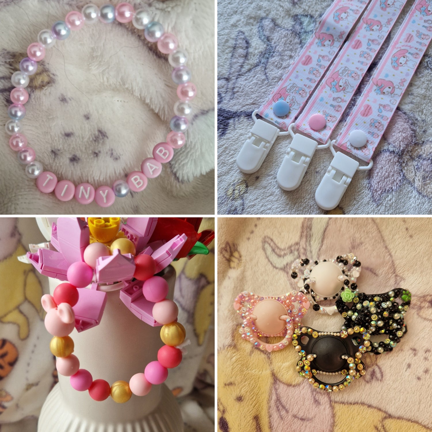 Teethers, paci clip, paci pins, bracelets etc!