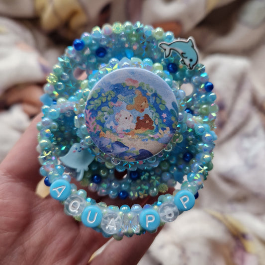 Aqua pup, fully detailed encrusted pacifier