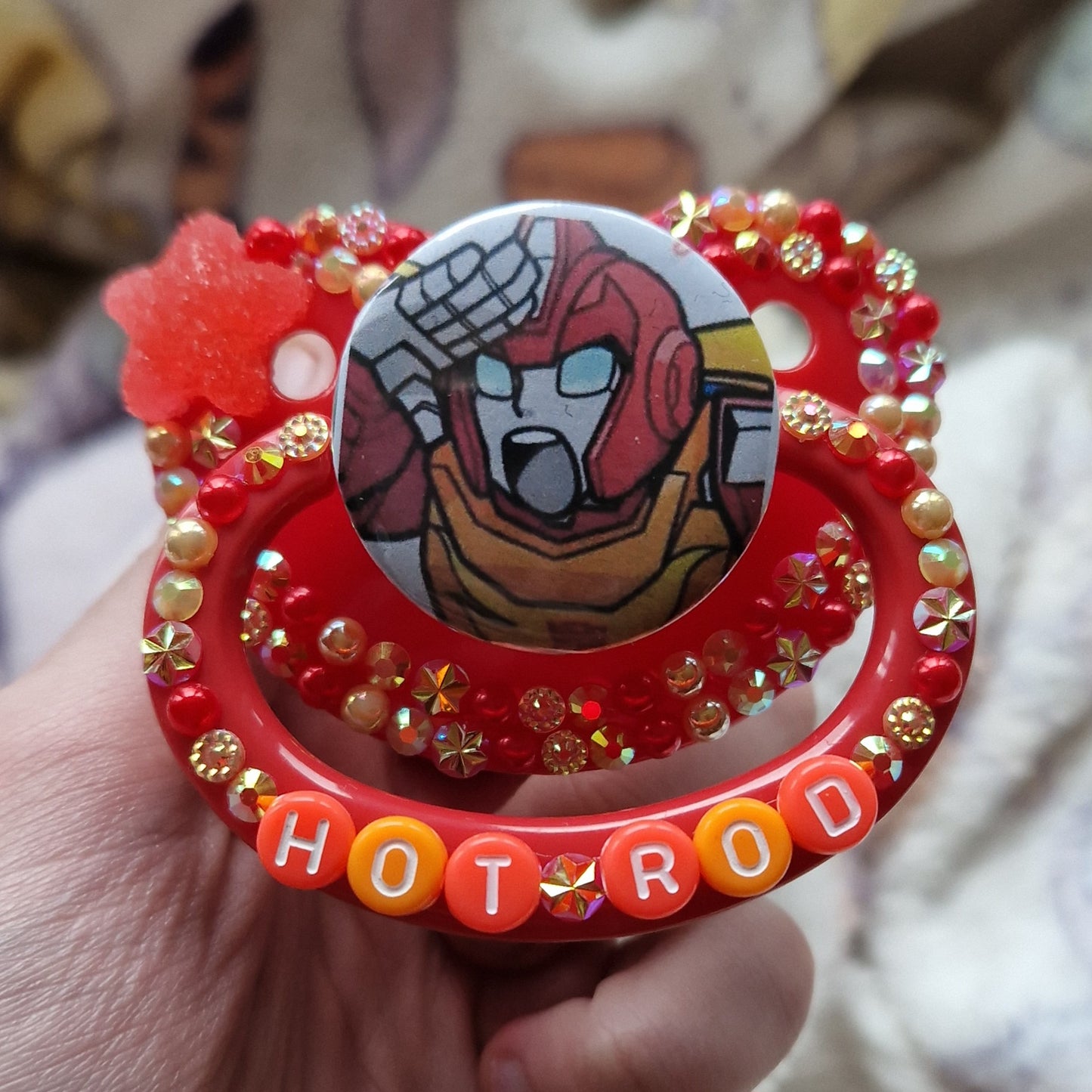 Hot rod, double lined transformers paci